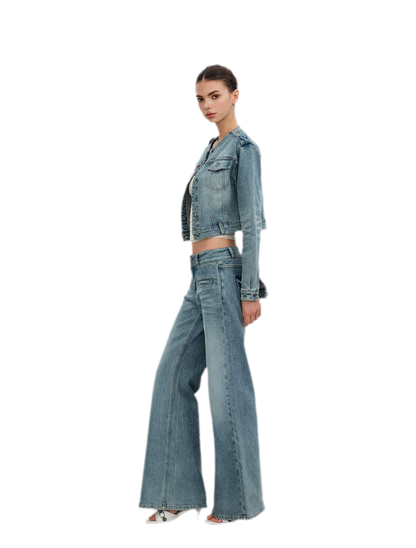 Washed Cat-Whisker Flare Jeans