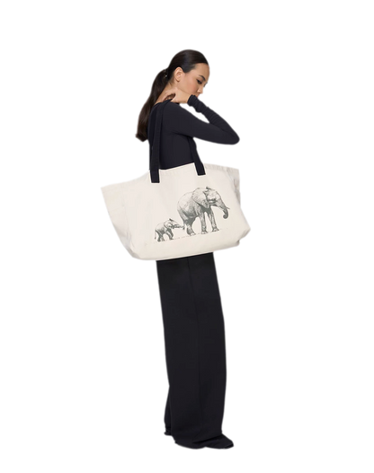 Canvas Elephant Tote Bag