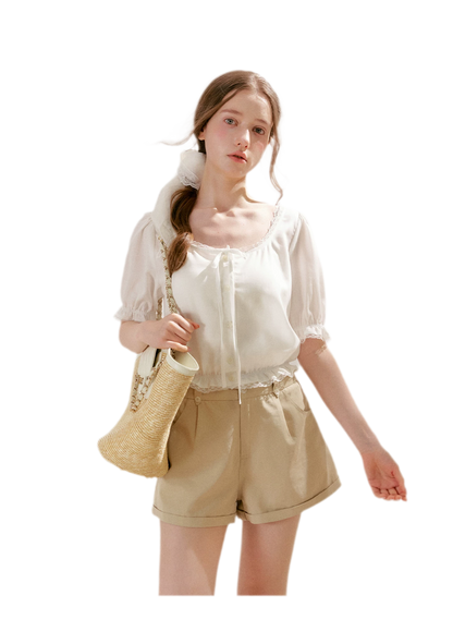 Modal Cotton Lace Trim A-Line Shorts
