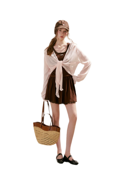 Airy Layered Short Knit Cardigan