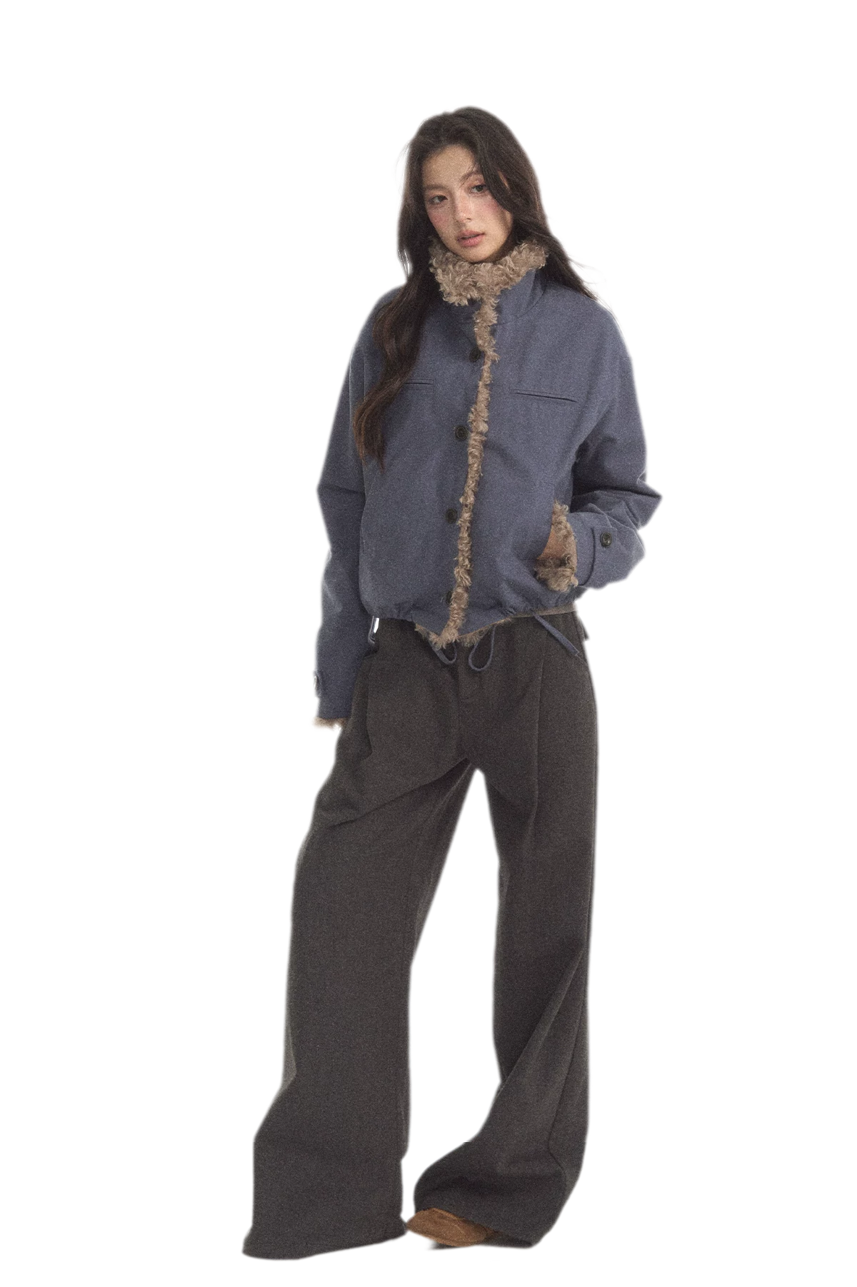 Faux Lamb-Wool Patchwork Jacket