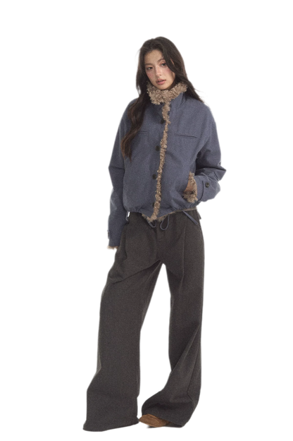 Faux Lamb-Wool Patchwork Jacket