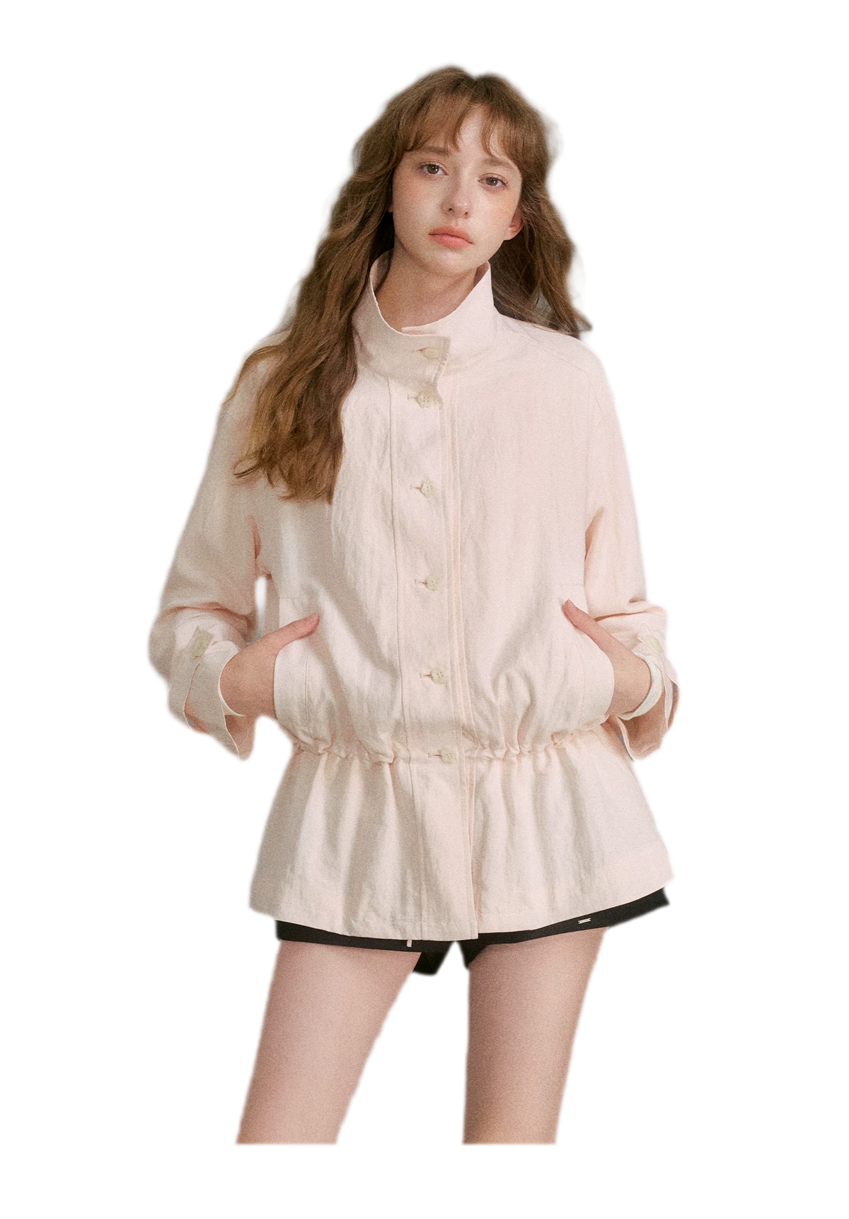 Wrinkled Relaxed Drawstring Coat