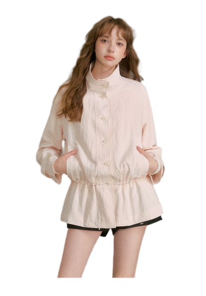 Wrinkled Relaxed Drawstring Coat