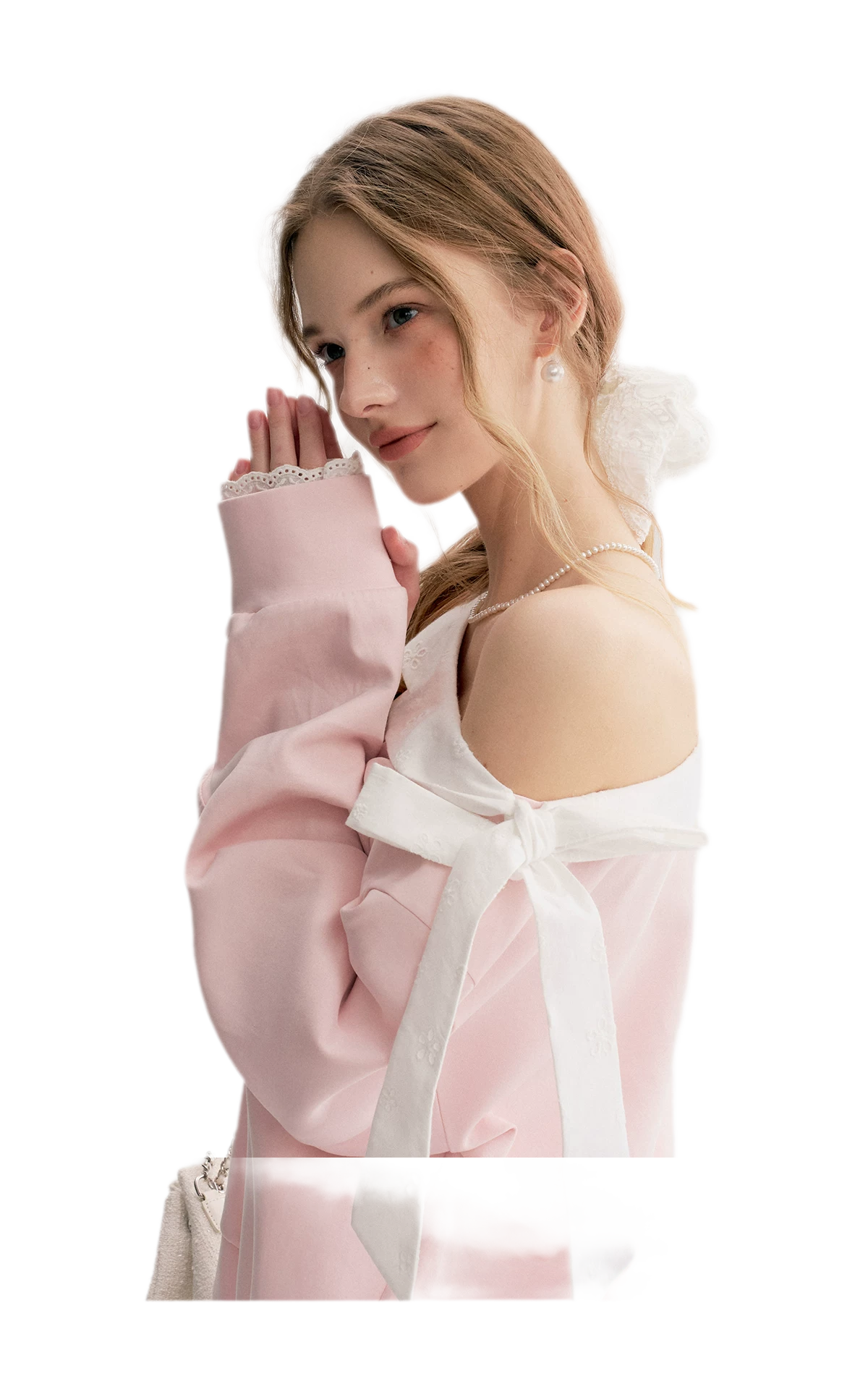 Balletcore Lace Collar Sweatshirt