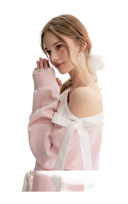 Balletcore Lace Collar Sweatshirt