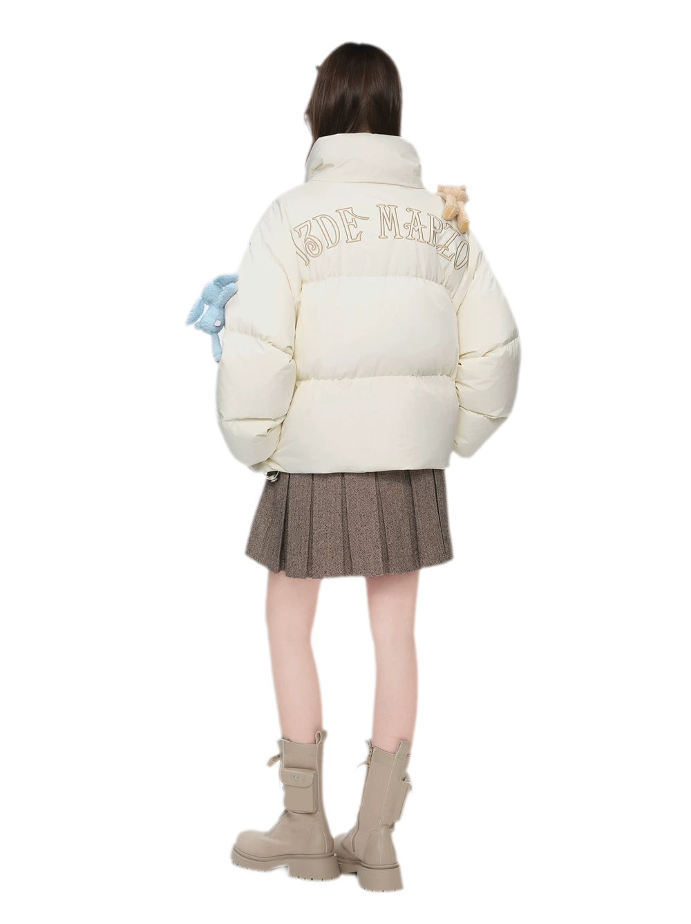 Bear Embroidered Puffer Down Jacket