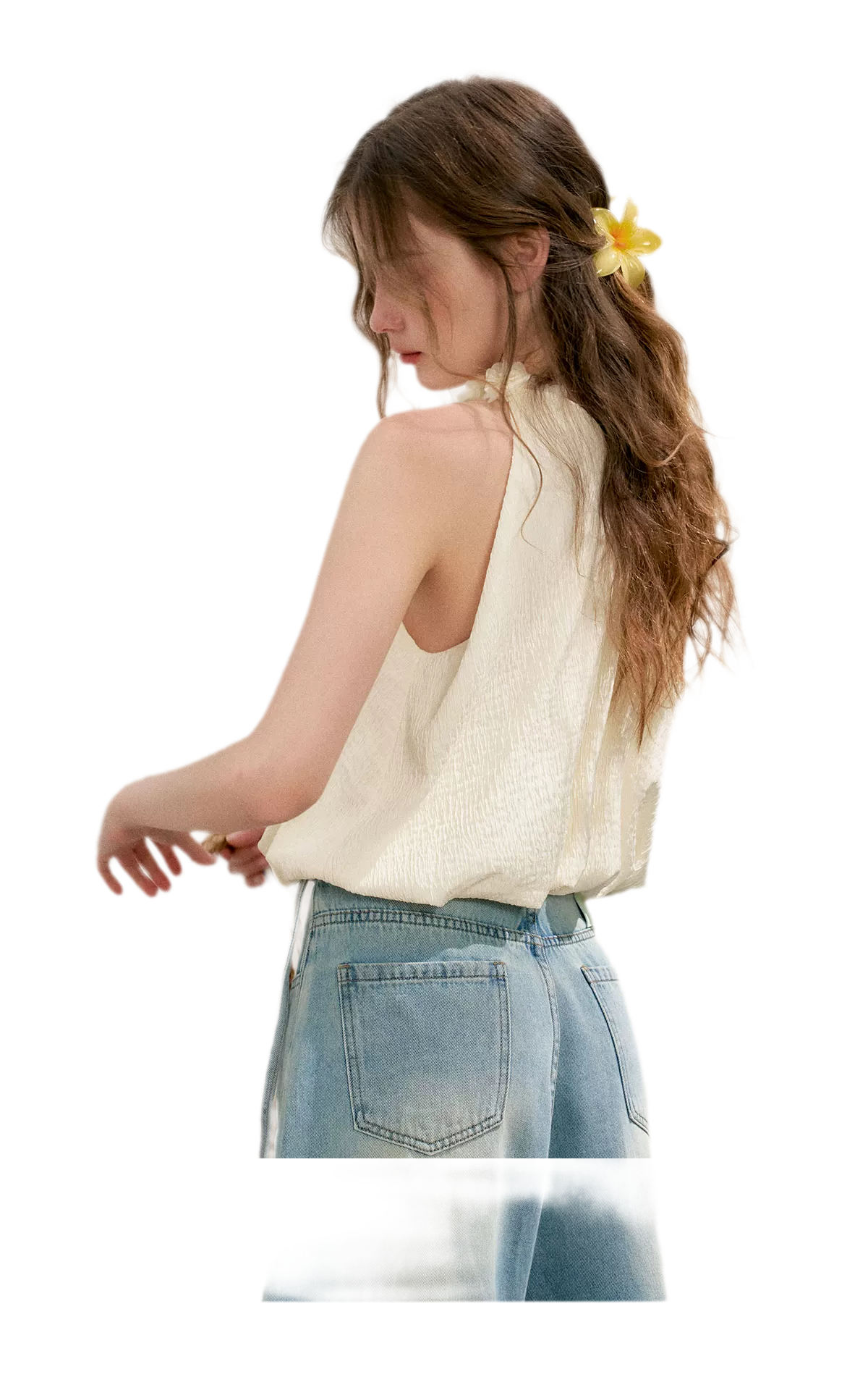 Halter A-Line Top with Floral Texture