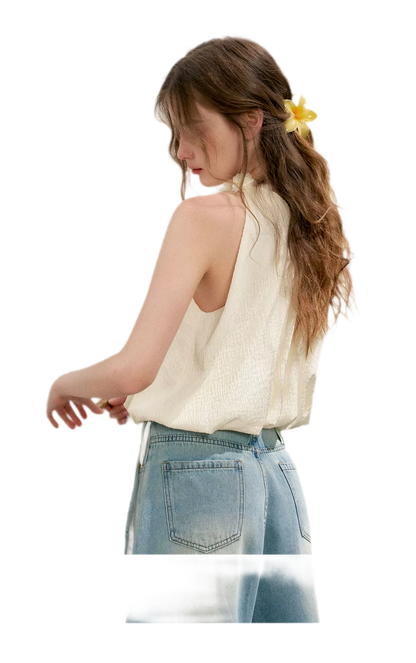 Halter A-Line Top with Floral Texture