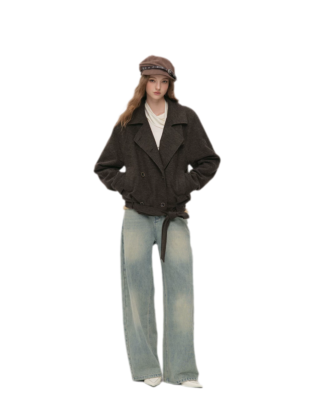 Embossed Buckle Newsboy Beret