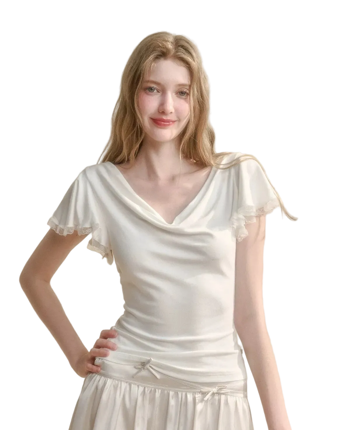 Airy V-Neck Ribbed T-Shirt