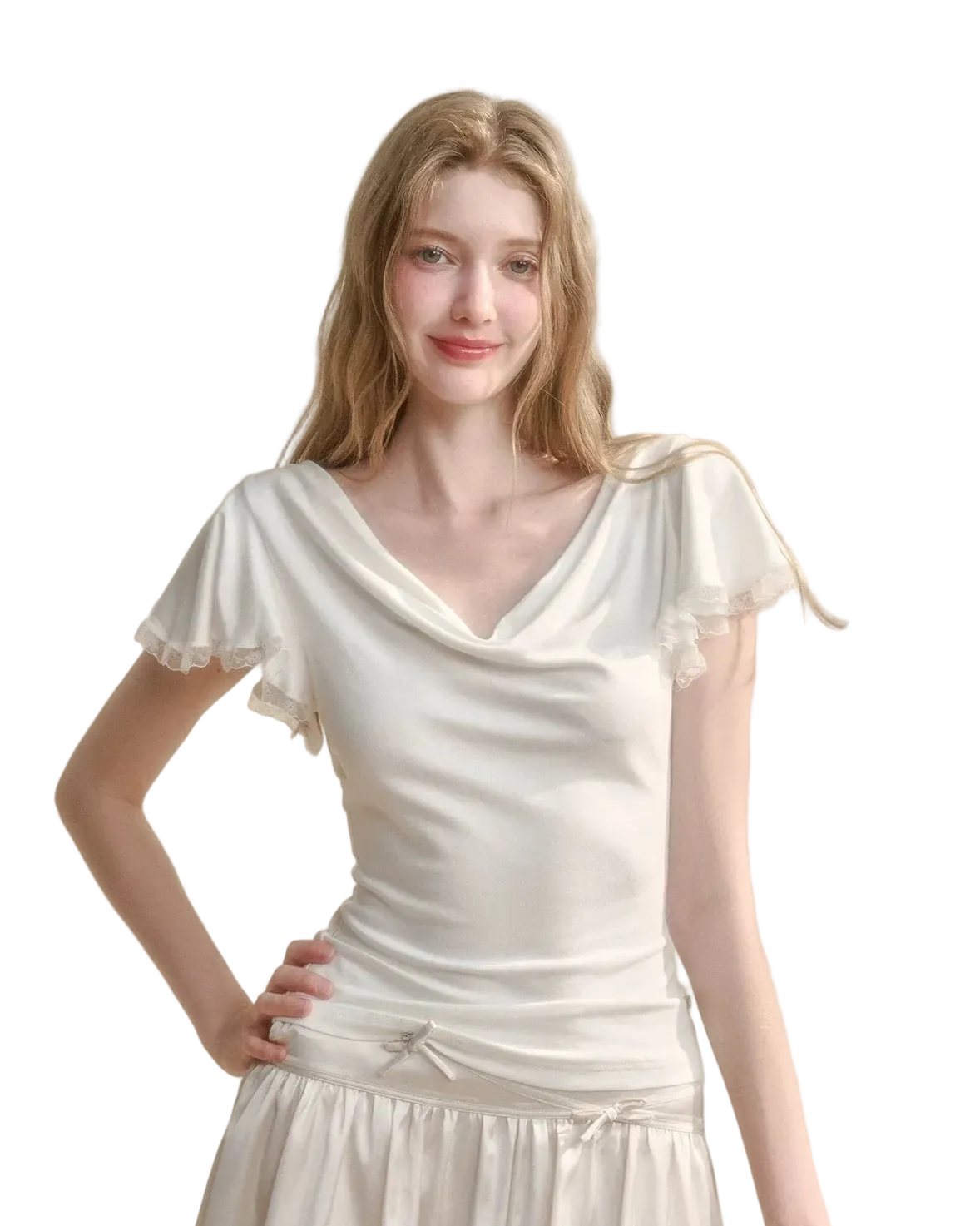 Airy V-Neck Ribbed T-Shirt