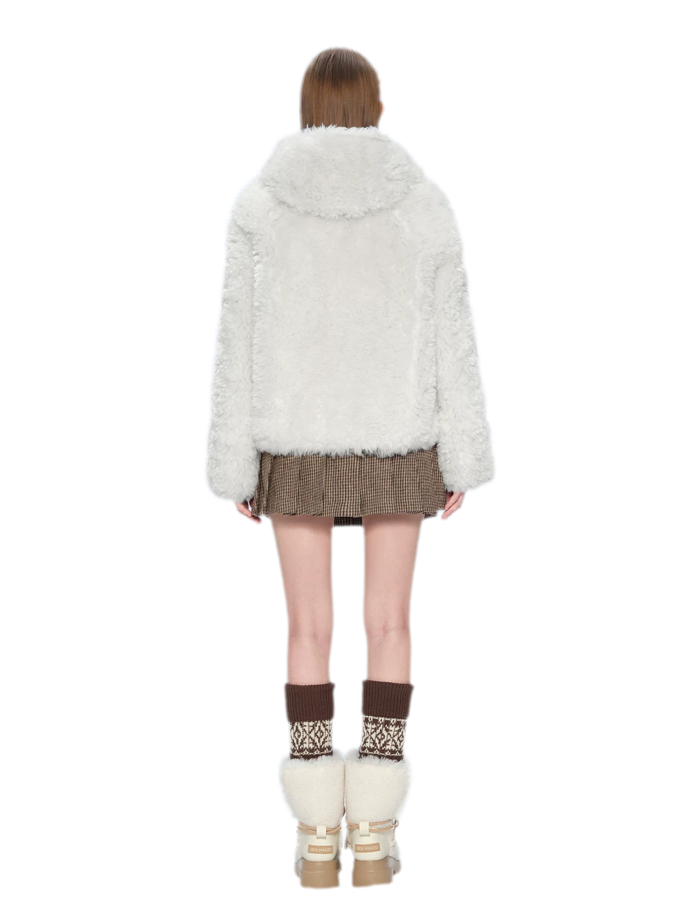 Veste courte réversible en fausse fourrure