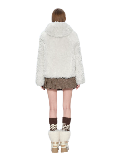 Veste courte réversible en fausse fourrure