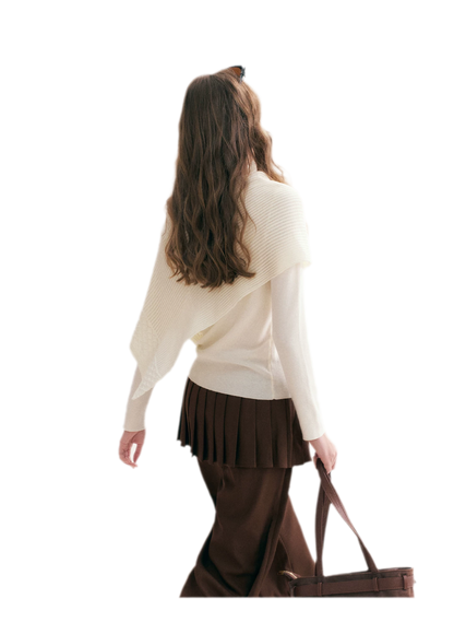 Diagonal Shawl Knit Sweater