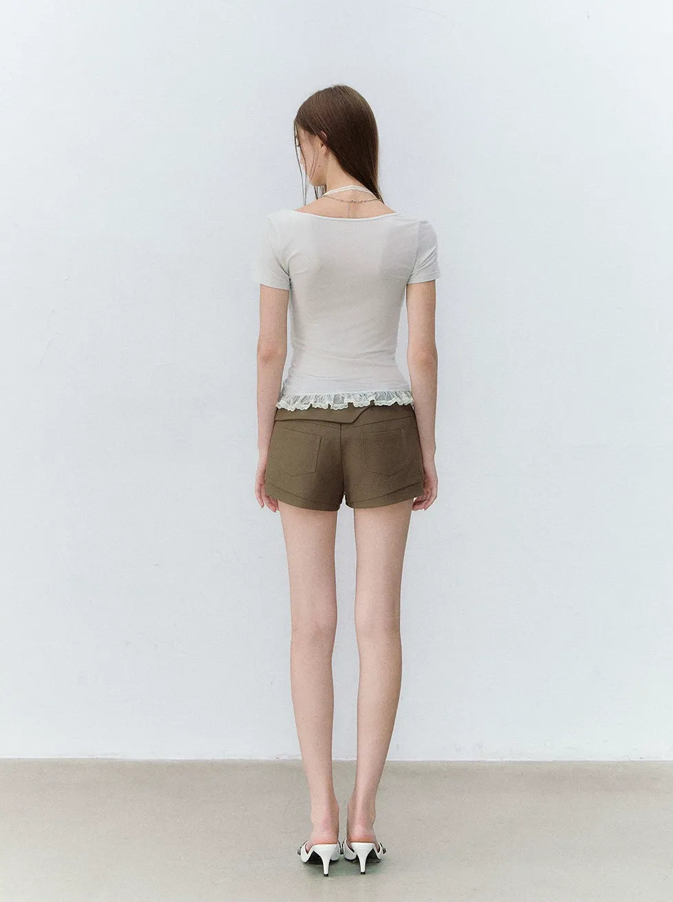 Ballet White Lace Halter Neck T-shirt