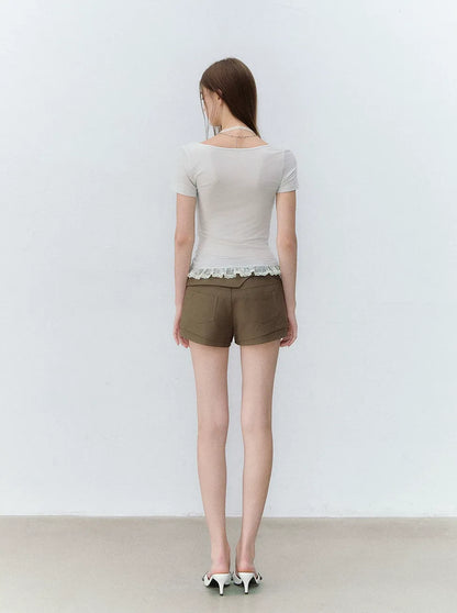 Ballet White Lace Halter Neck T-shirt