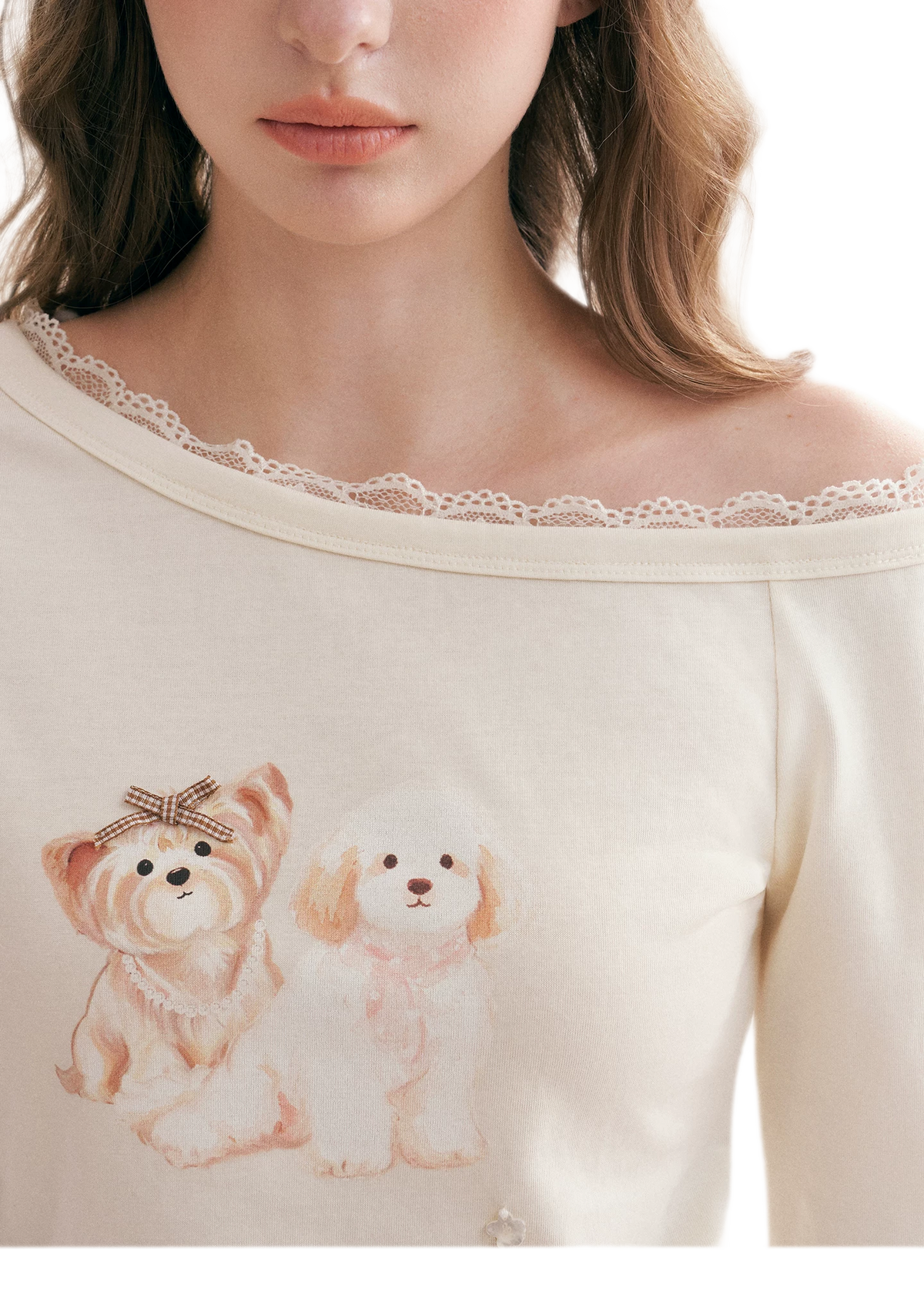 Hand-Painted Lace Trim T-Shirt