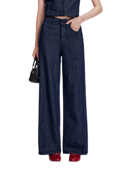 Lace Trim Peplum Denim Set