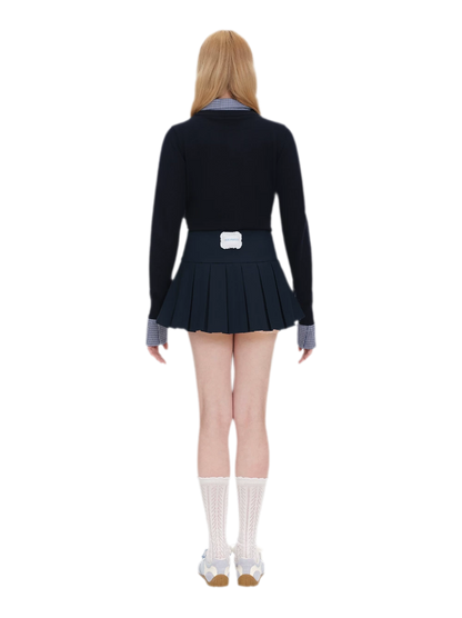 Bear Pleated Cotton Skort