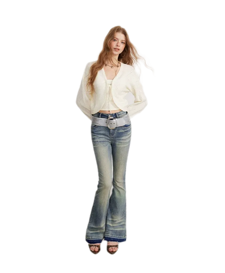 Diamond Knit Tie Cardigan Set