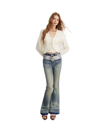 Diamond Knit Tie Cardigan Set