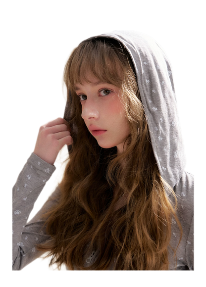 Lyocell Rose Zip Hoodie