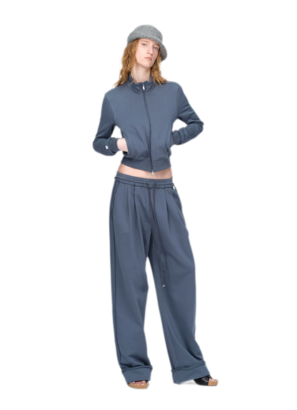 Raw-Edge Cropped Sweatshirt Set