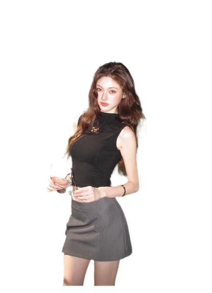 Grey Tie Low-Rise Skort