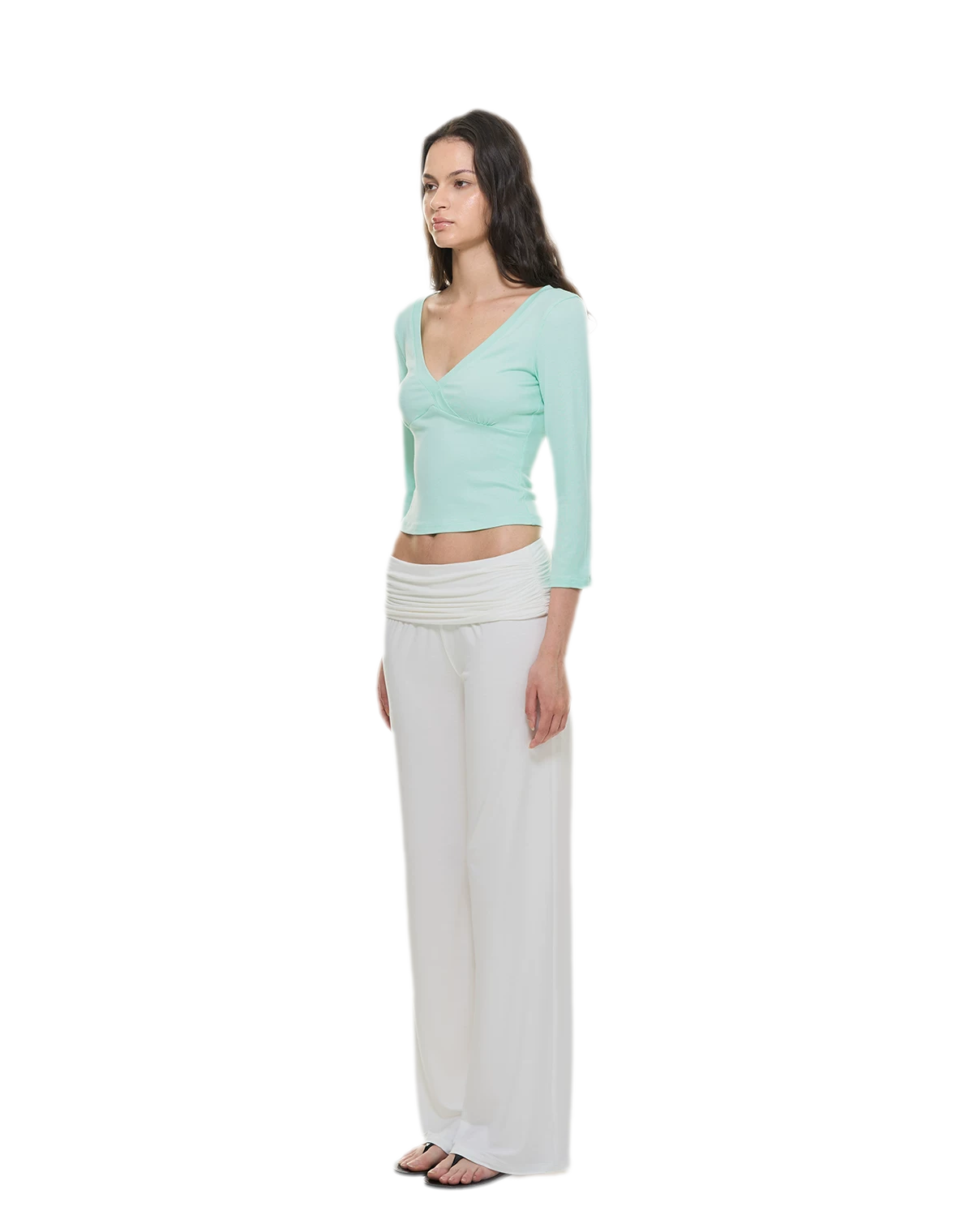 Crossfront Ribbed V-Neck Top