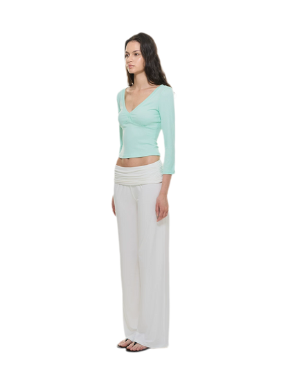 Crossfront Ribbed V-Neck Top