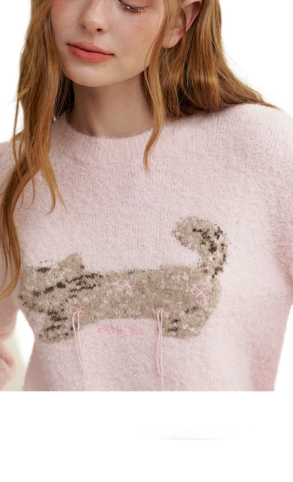 Wool Cat Jacquard Sweater