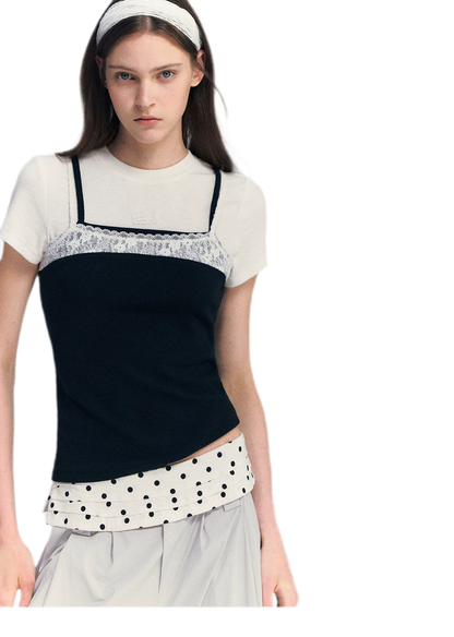 Lace Trim Layered Tee