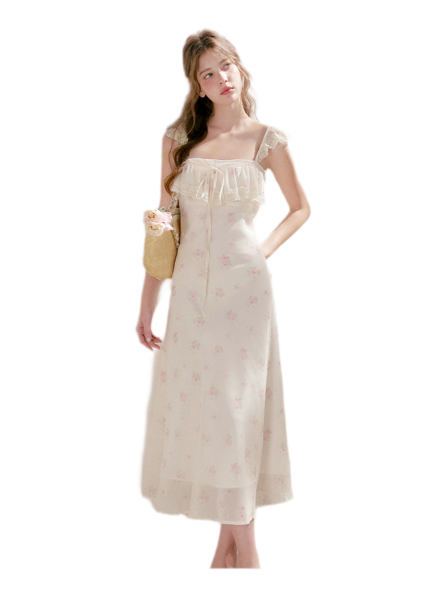 Rose Print Lace Dress