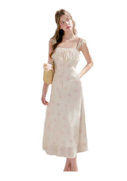 Rose Print Lace Dress