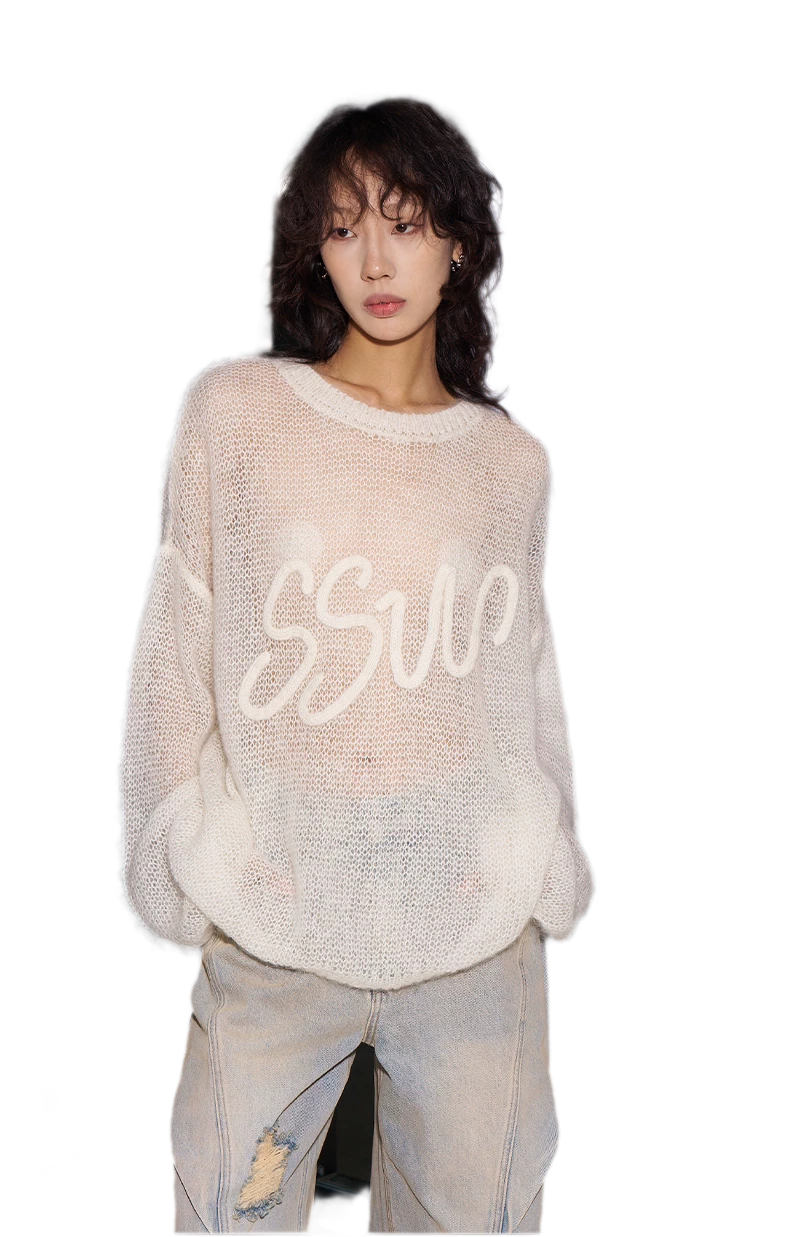 Mohair Openwork Logo Sweater