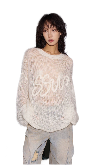 Mohair Openwork Logo Sweater