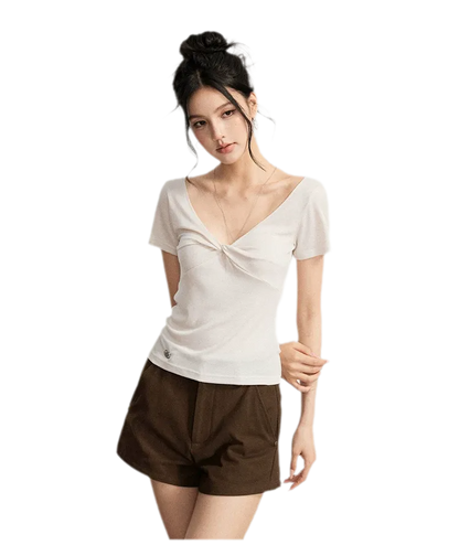 V-Neck Ruched Summer Top