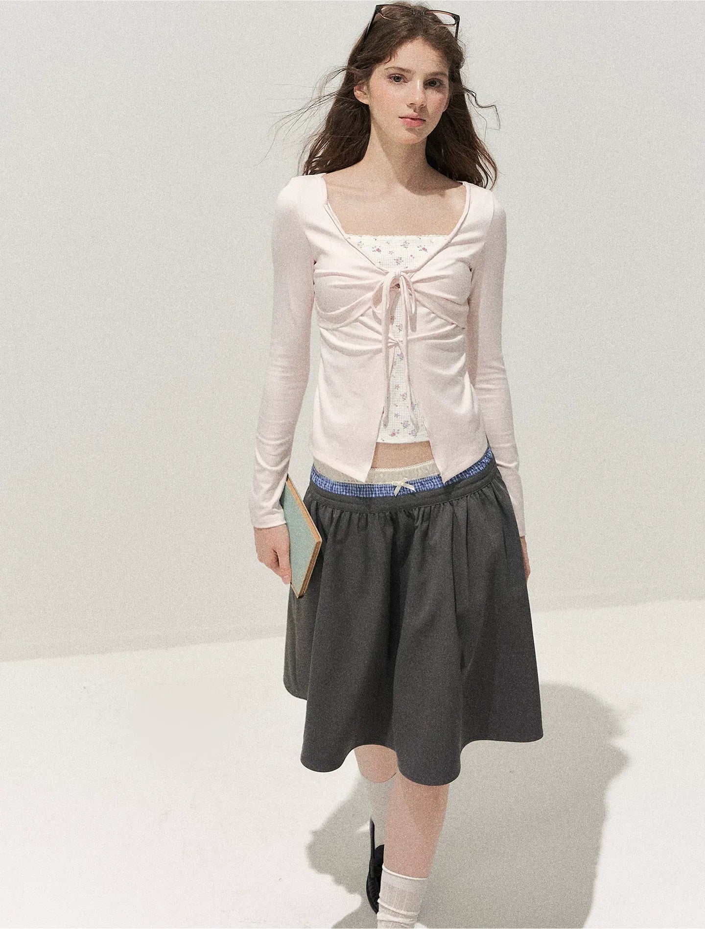 Floral Twist-Knot Layered Tee
