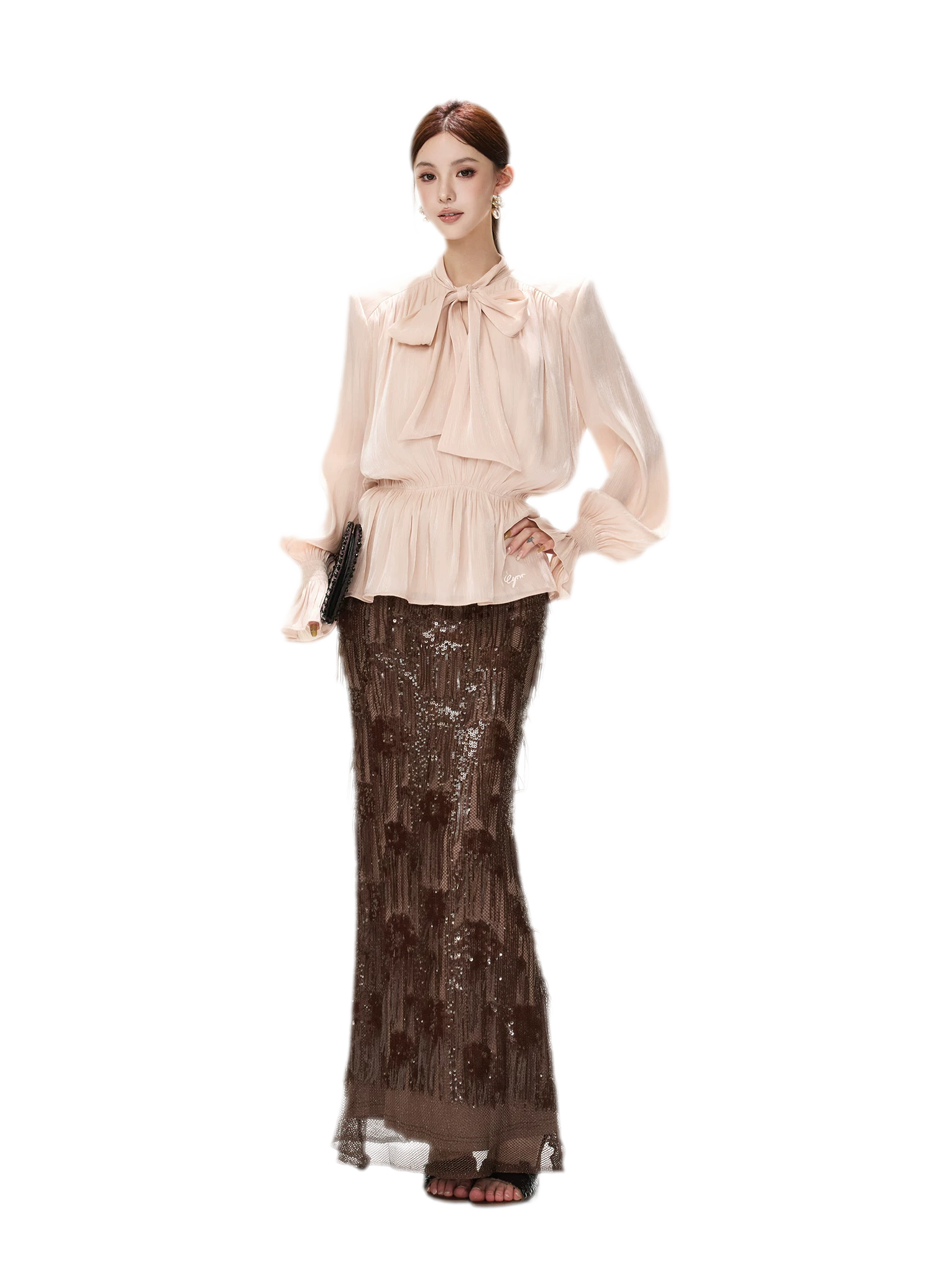 Pearlescent Tie Waist Blouse