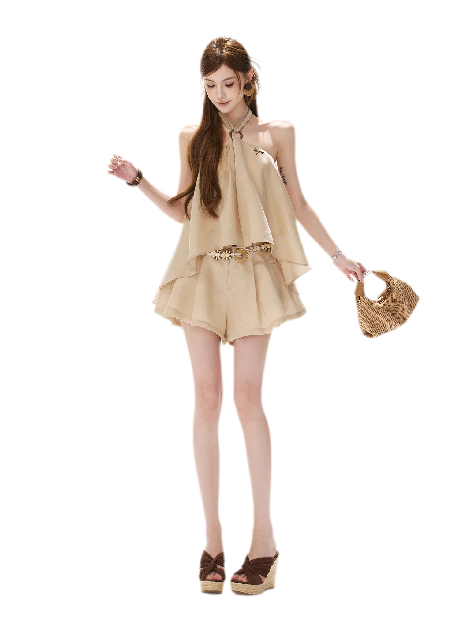Halter Pleat Skort Set
