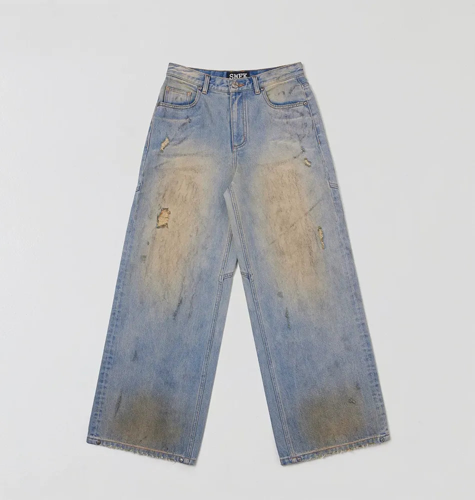 Cross Statue Desert Wide-Leg Jeans