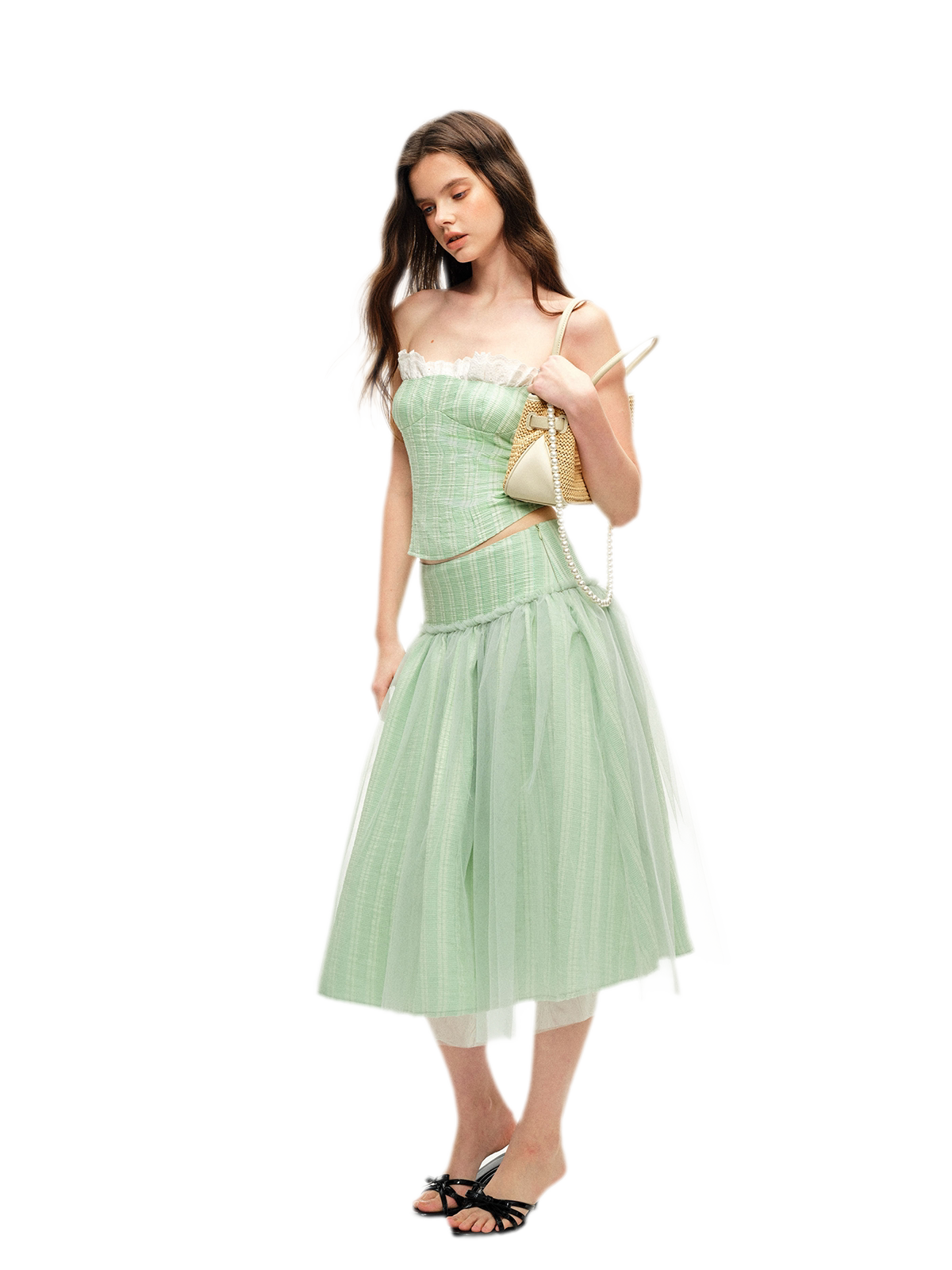 Striped Ruffle Bustier Set