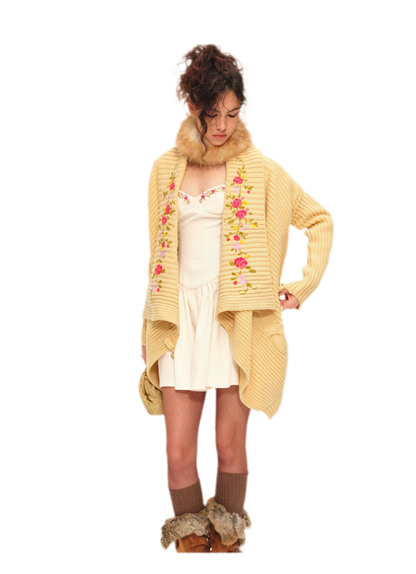 Bộ cardigan dệt kim thêu