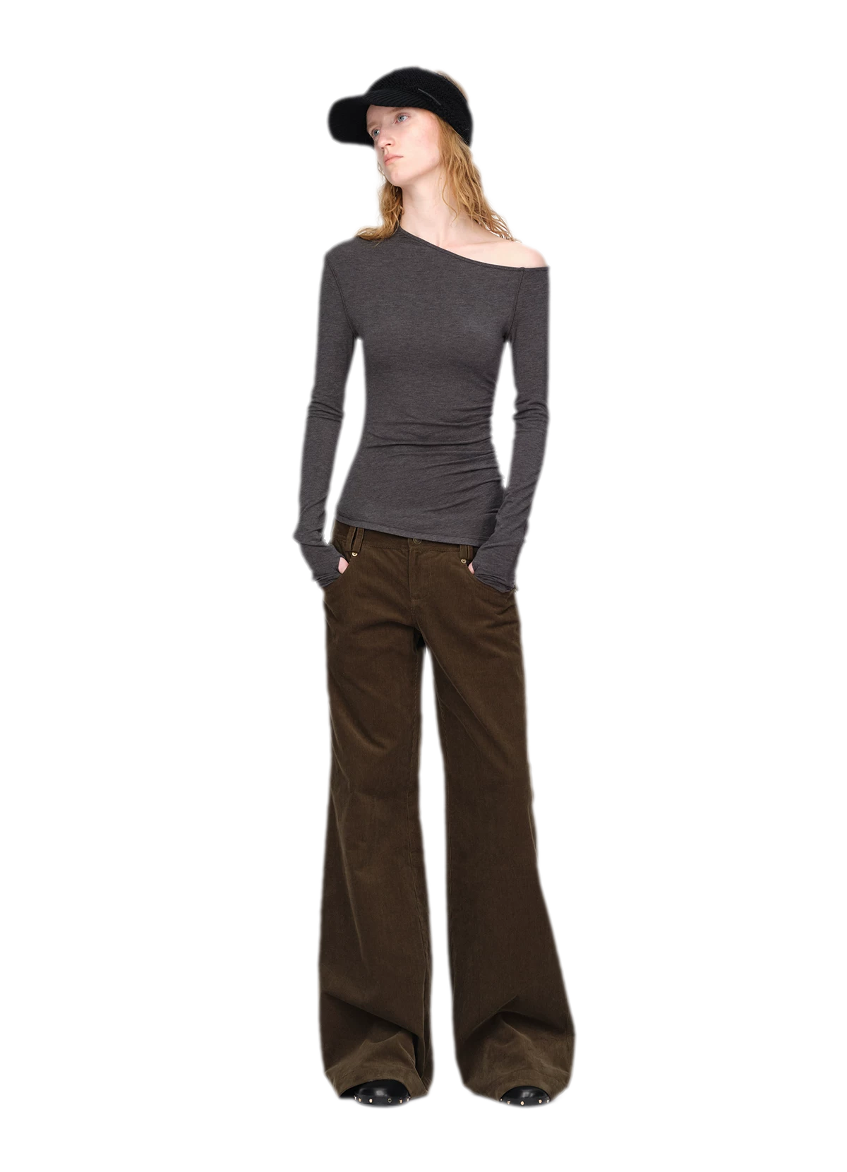 Washed Corduroy Wide-Leg Trousers