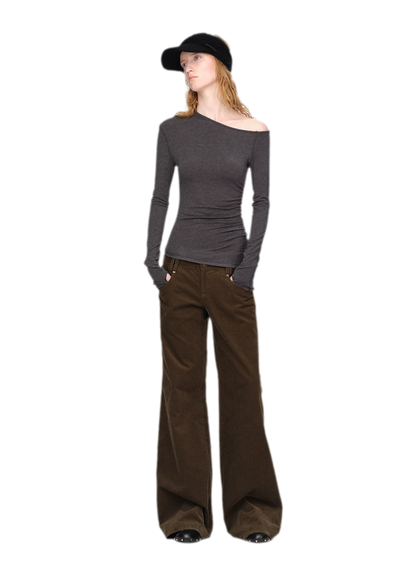 Washed Corduroy Wide-Leg Trousers