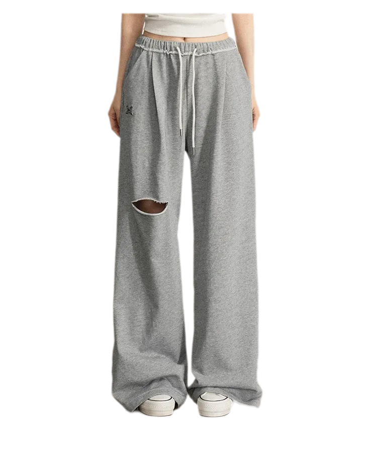 Distressed Wide-Leg Pants