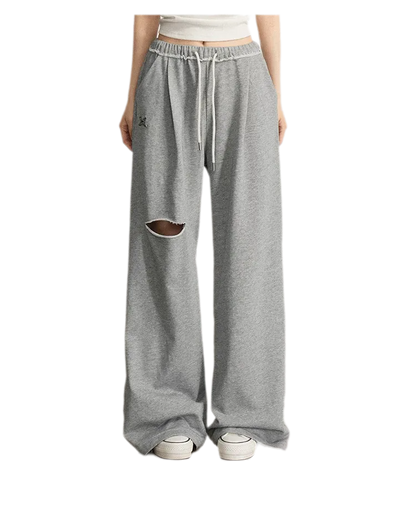 Distressed Wide-Leg Pants