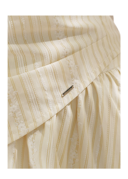 Striped Off-Shoulder Top and A-Line Skirt Set