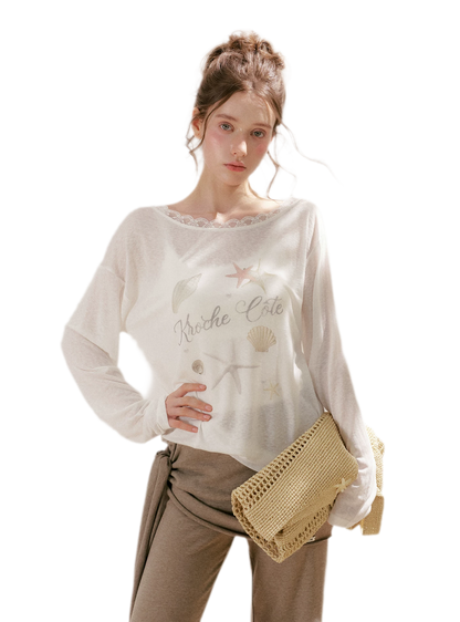 Lace Starfish Print Tee